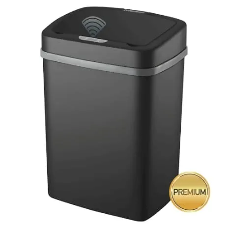 BASURERO TRASH CRASH TC-0012L-09-PLS-NE PLASTICO 12 LITROS RECTANGULAR CON SENSOR NEGRO