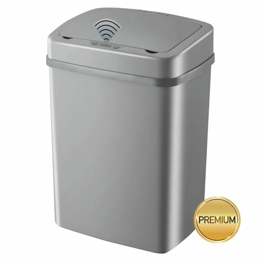 BASURERO TRASH CRASH TC-0012L-09-PLS-SIL PLASTICO 12 LITROS RECTANGULAR CON SENSOR SILVER