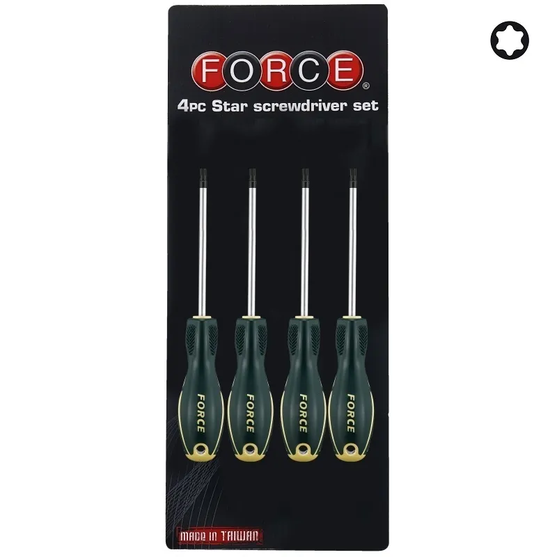 DESATORNILLADORES FORCE 2044ST TORX SEGURIDAD T6 - T7 - T8 - T9 SET 4 PIEZAS