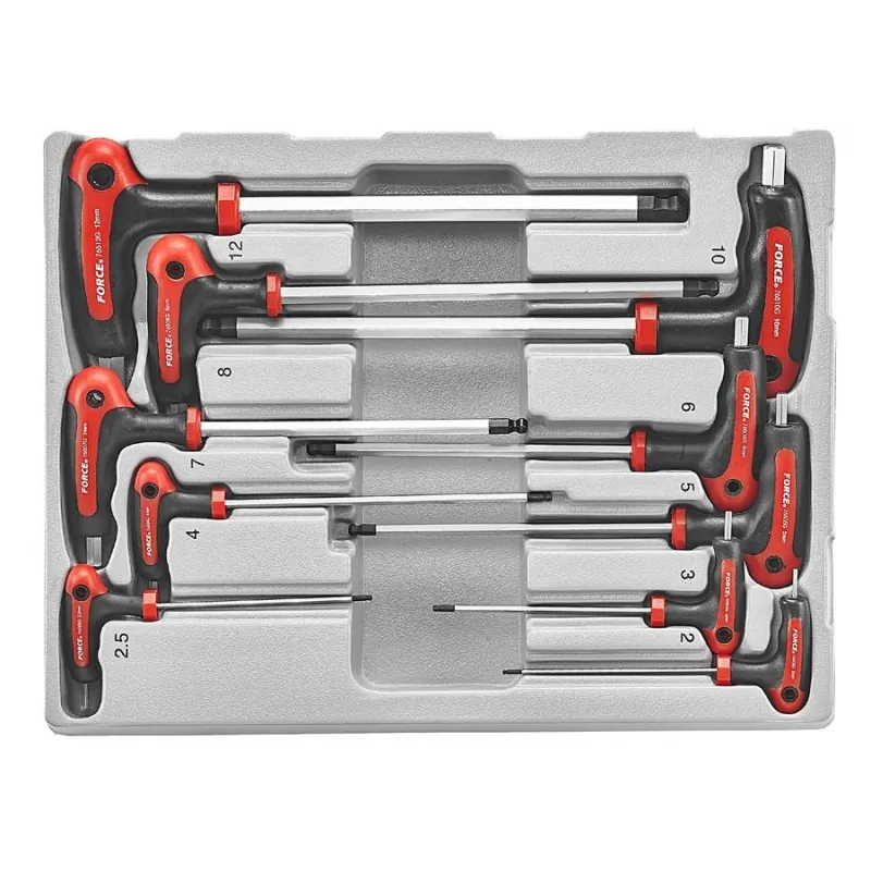 LLAVES ALLEN FORCE 5106B CON PUÑO 2 - 12 MM SET 10 PIEZAS