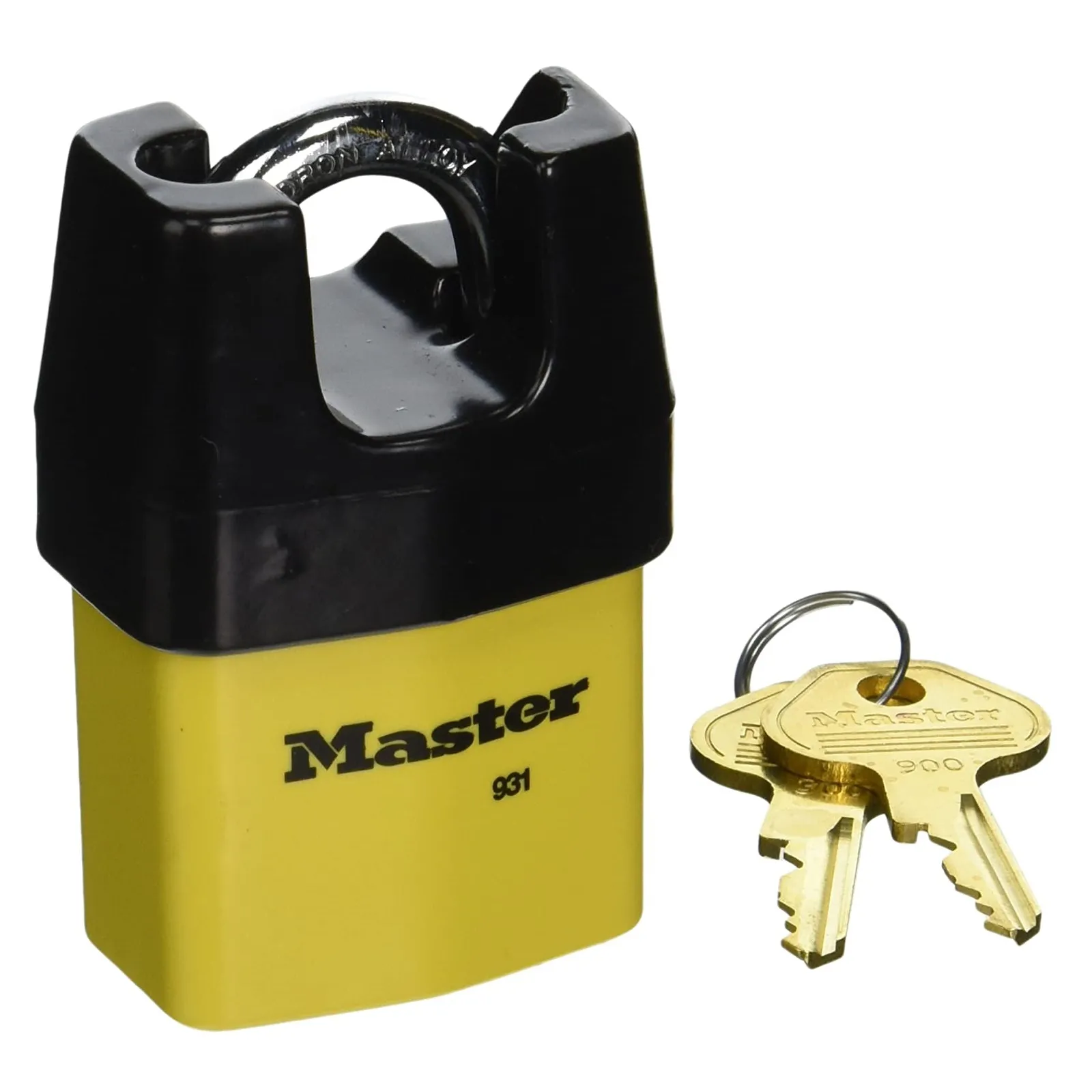 CANDADO MASTER 931DPF PARA INTEMPERIE CUBIERTA AMARILLA 54 MM