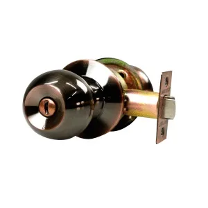 CERRADURA FRONT 587-AC-BK PERILLA COBRE ANTIGUO SIN LLAVE
