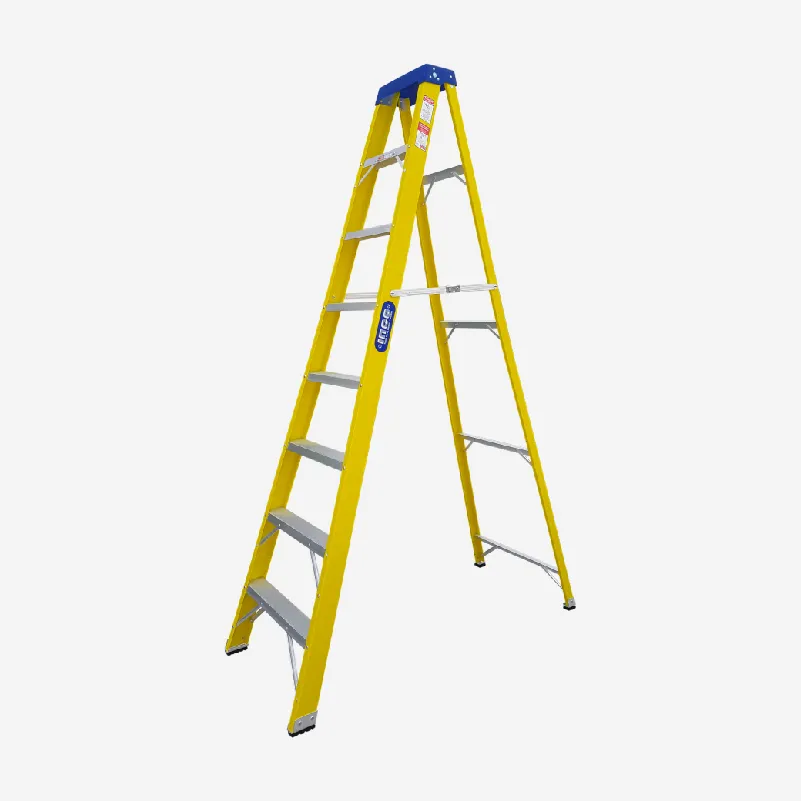 ESCALERA INCO FIBRA VIDRIO ABRIR 250 LIBRAS AMARILLO 8 PELDAÑOS