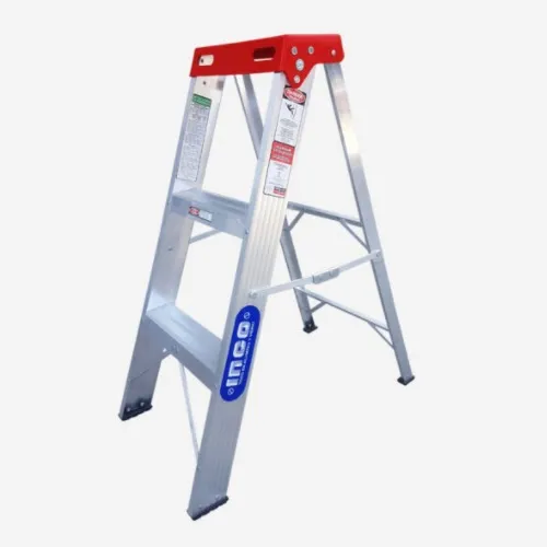 ESCALERA INCO ALUMINIO ABRIR 200 LIBRAS ROJO 3 PELDAÑOS