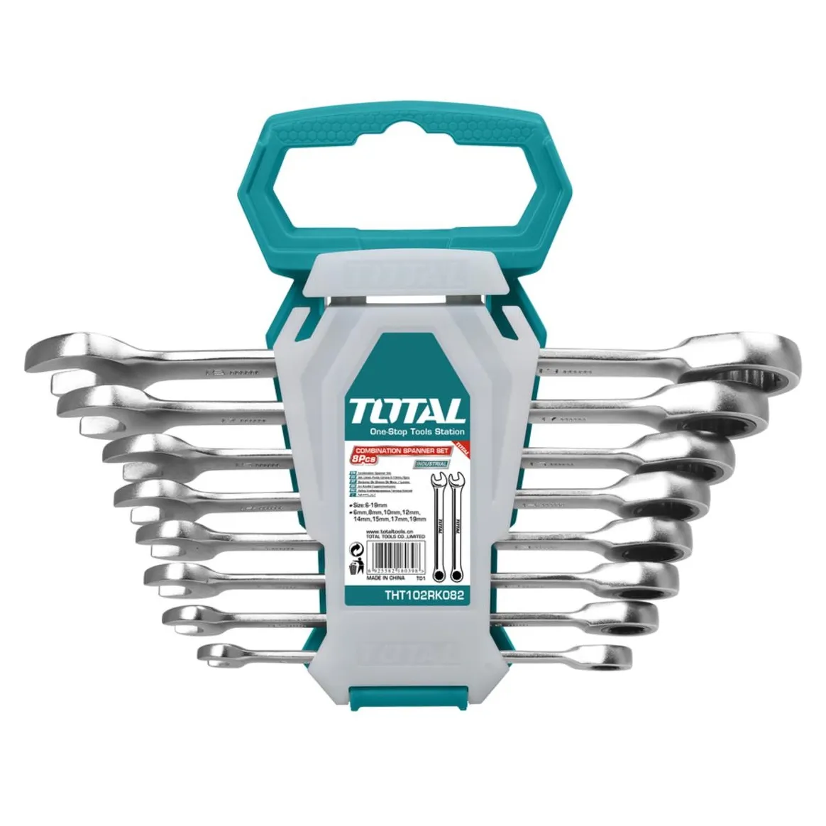 LLAVES TOTAL THT102RK086 COROFIJAS CON RACTH 8 - 19 MM SET 8 PIEZAS