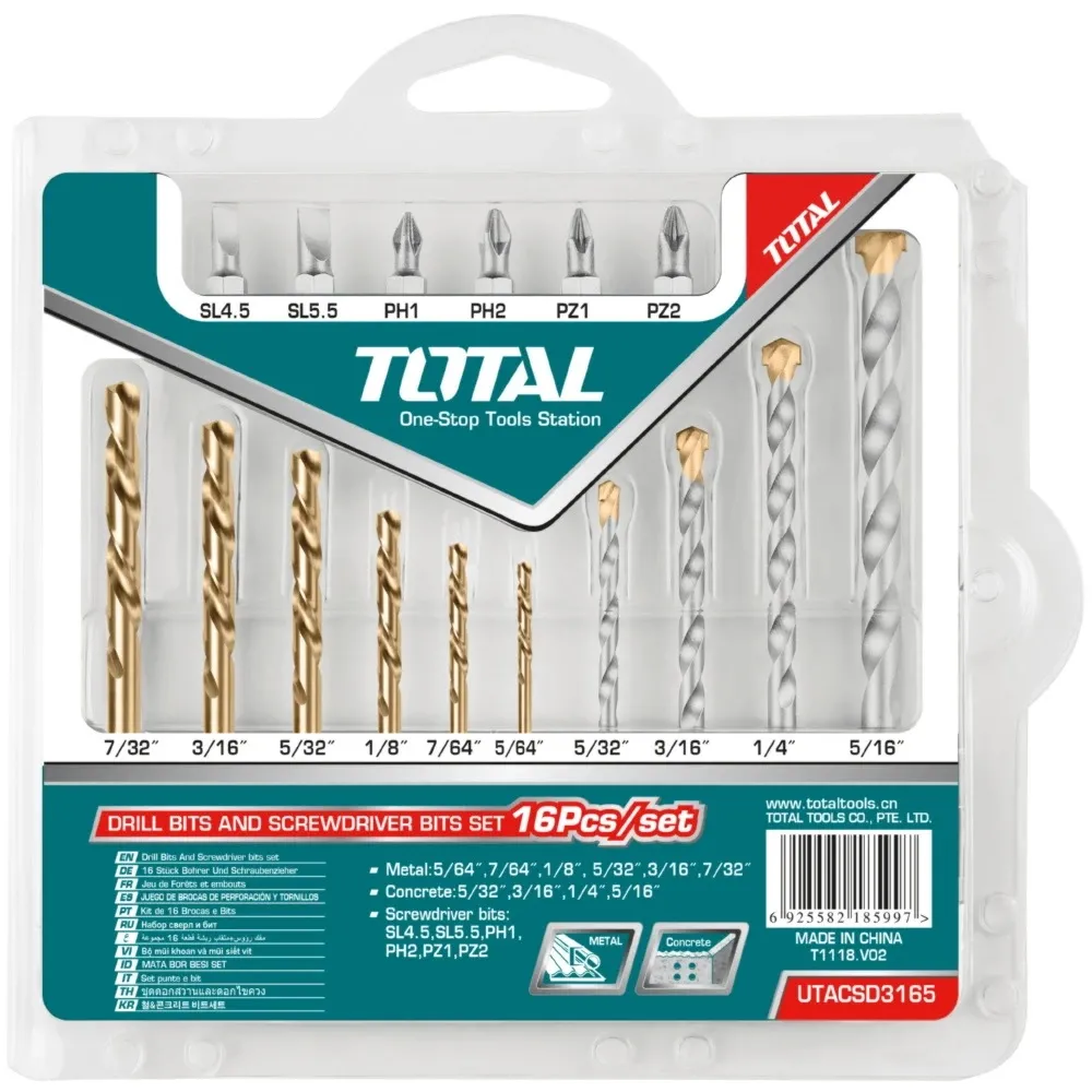 BROCAS TOTAL UTACSD3165 PARA CONCRETO / METAL SET 16 PIEZAS