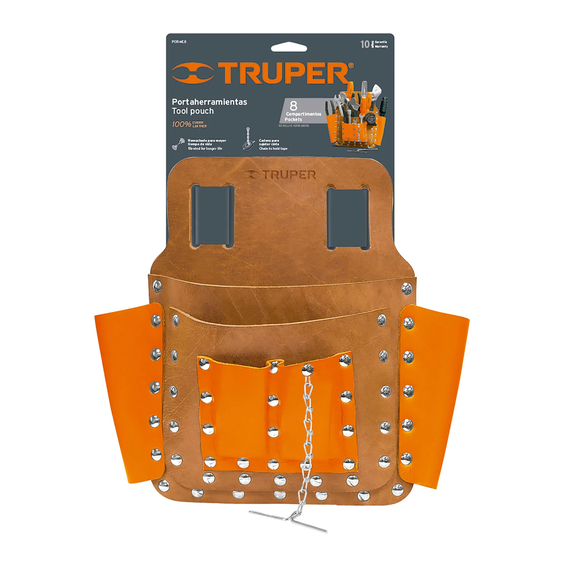 PORTA HERRAMIENTAS TRUPER POR-HE8 CUERO 8 COMPARTIMENTOS