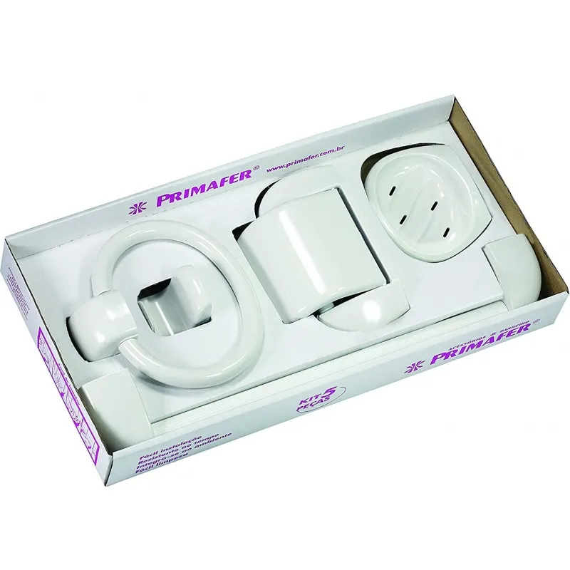 SET ACCESORIOS PRIMAFER 1021 BLANCO PARA BAÑO 5 PIEZAS
