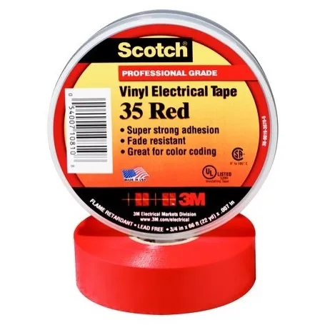 TAPE 3M 35 RED ROJO ROLLO 19 MM * 19.8 METROS