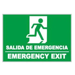 ROTULO PLASTICO RS-03 SALIDA DE EMERGENCIA 20 CM * 30 CM