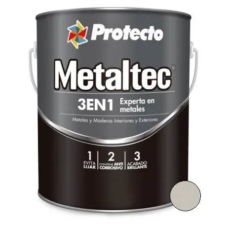 ESMALTE PROTECTO T-84 METALTEC 3 EN 1 GRIS PLATA 1/4
