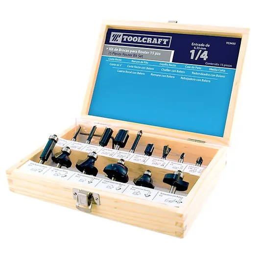 CUCHILLAS TOOLCRAFT TC3455 PARA ROUTER SET 15 PIEZAS