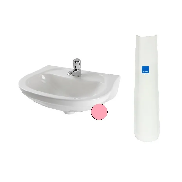 LAVATORIO CORONA ACUACER ROSA 125 CON PEDESTAL