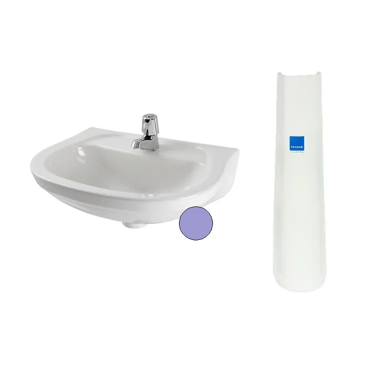 LAVATORIO CORONA ACUACER AZUL CIELO 111 CON PEDESTAL