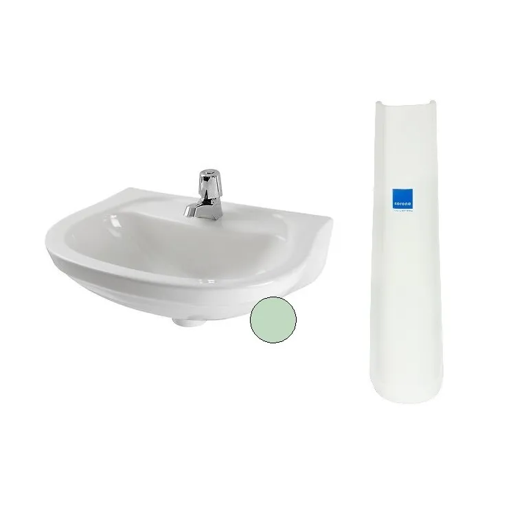 LAVATORIO CORONA ACUACER VERDE CLARO 141 CON PEDESTAL