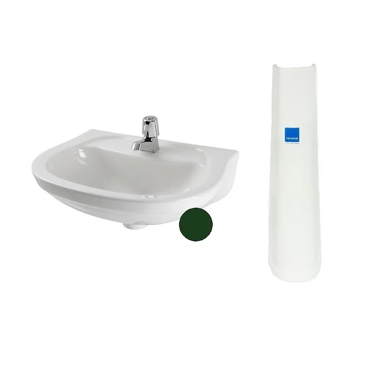 LAVATORIO CORONA ACUACER VERDE OSCURO 149 CON PEDESTAL