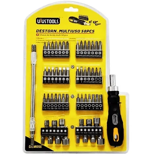 PUNTAS UYUSTOOLS DEM058 CON DESATORNILLADOR SET 58 PIEZAS