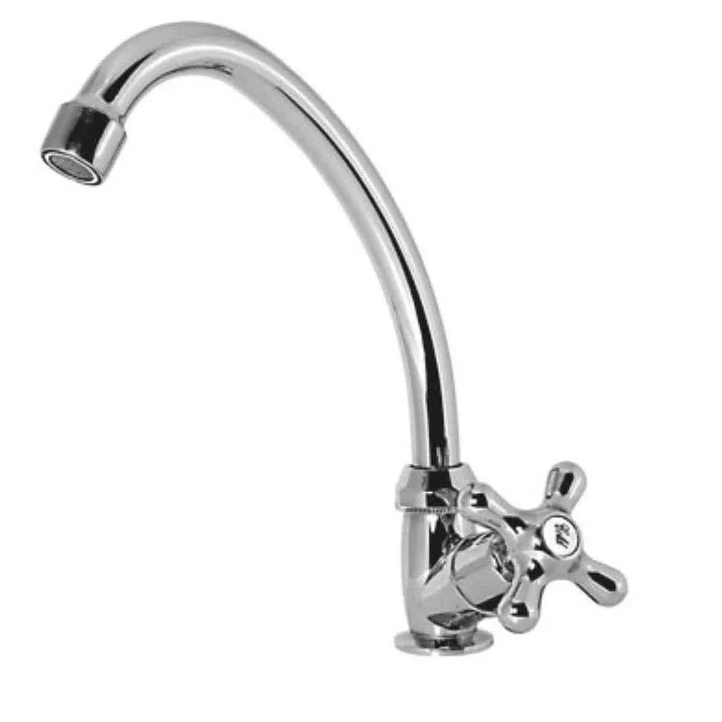 LLAVE RUGO 7-FPC CROMADA PERILLA CRUZ PARA FREGADERO
