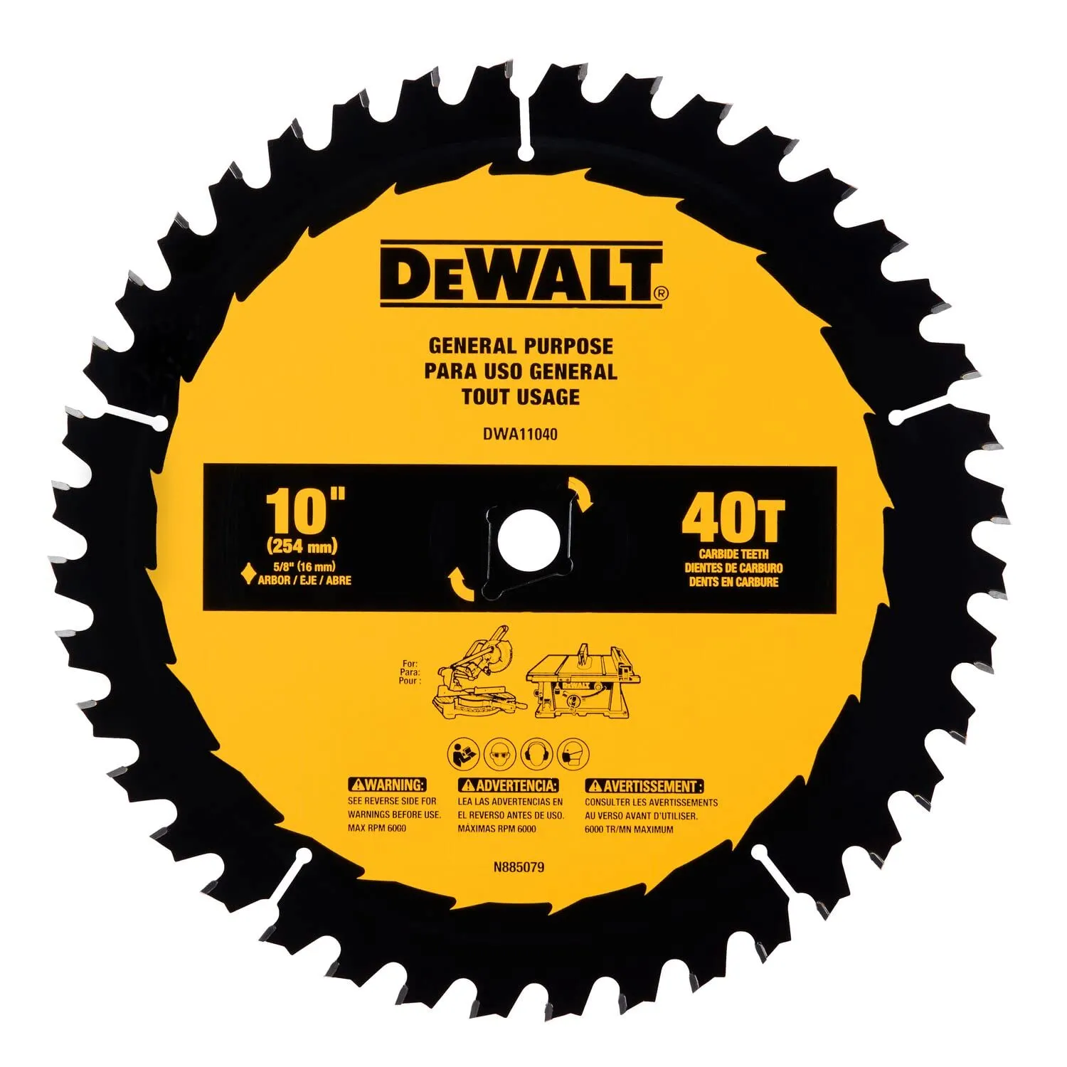 DISCO DEWALT DWA11040 PARA CORTE MADERA 10
