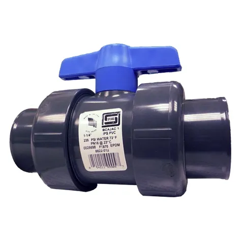 LLAVE BOLA PVC EPDM 2 UNIONES MANIJA AZUL 1/2