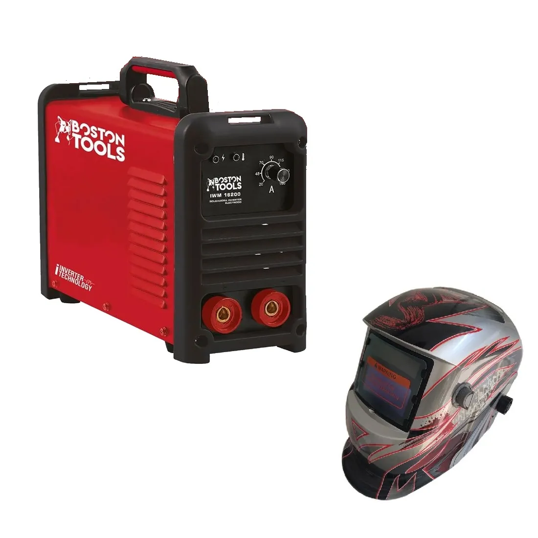 INVERSOR BOSTON IWM 16200 20-200 A 120/220V + MASCARA RED SOLDER JXD04AC SOLDAR ELECTRONICA