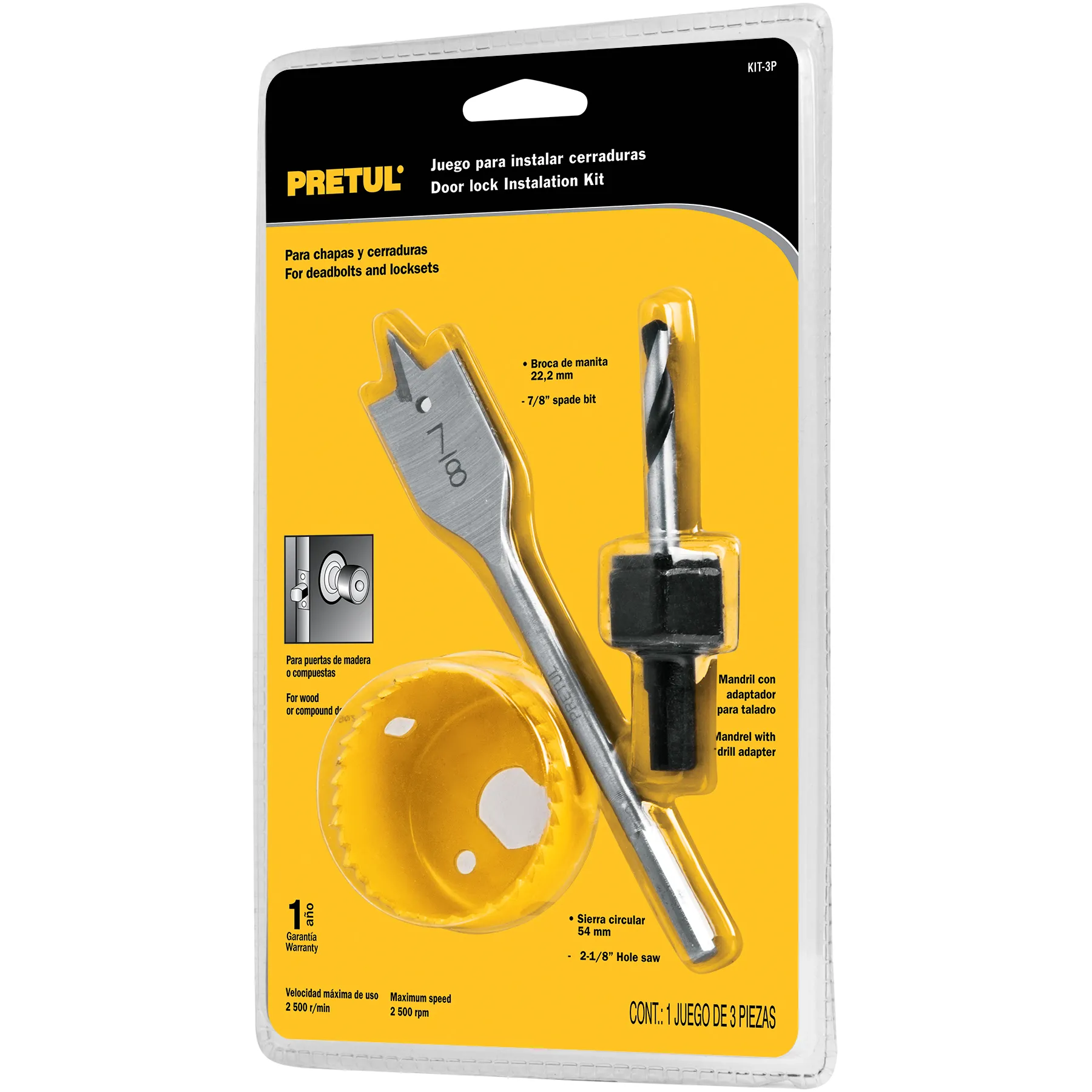 BROCA SIERRA PRETUL KIT-3P SET 3 PIEZAS PARA MADERA
