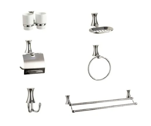 SET ACCESORIOS KTH 100155 CROMADO STANDARD 6 PIEZAS PARA BAÑO