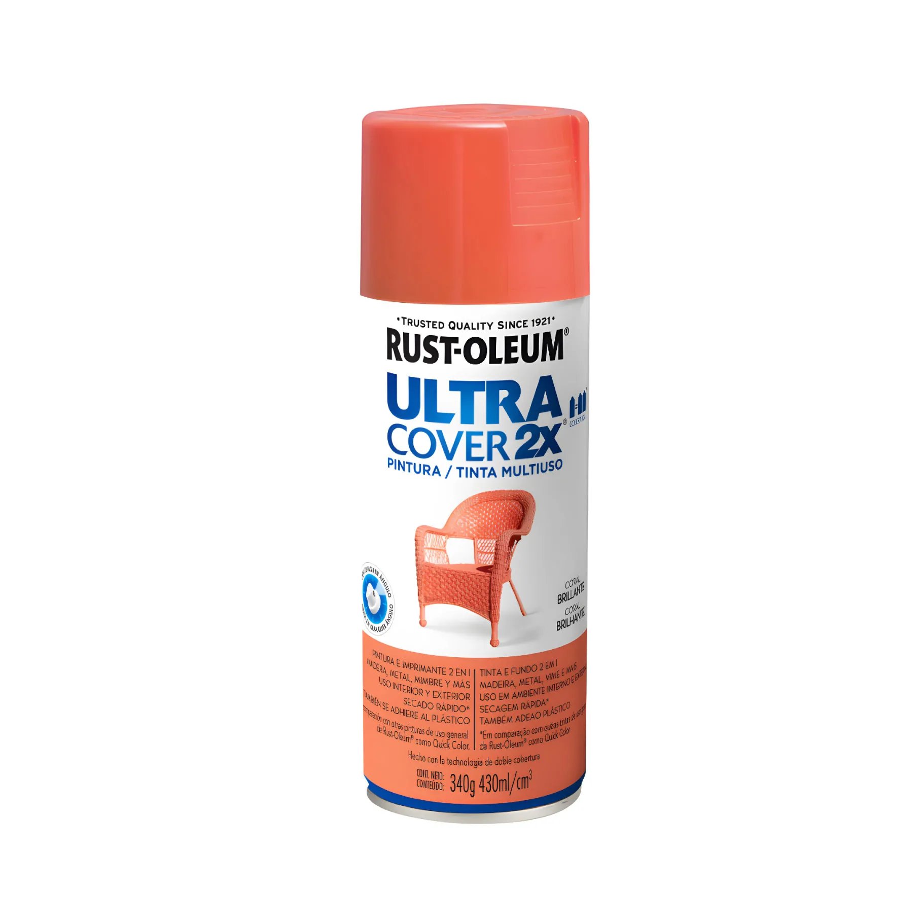 PINTURA RUST-OLEUM 292323 ULTRA COVER X2 CORAL BRILLANTE SPRAY 340 GRAMOS