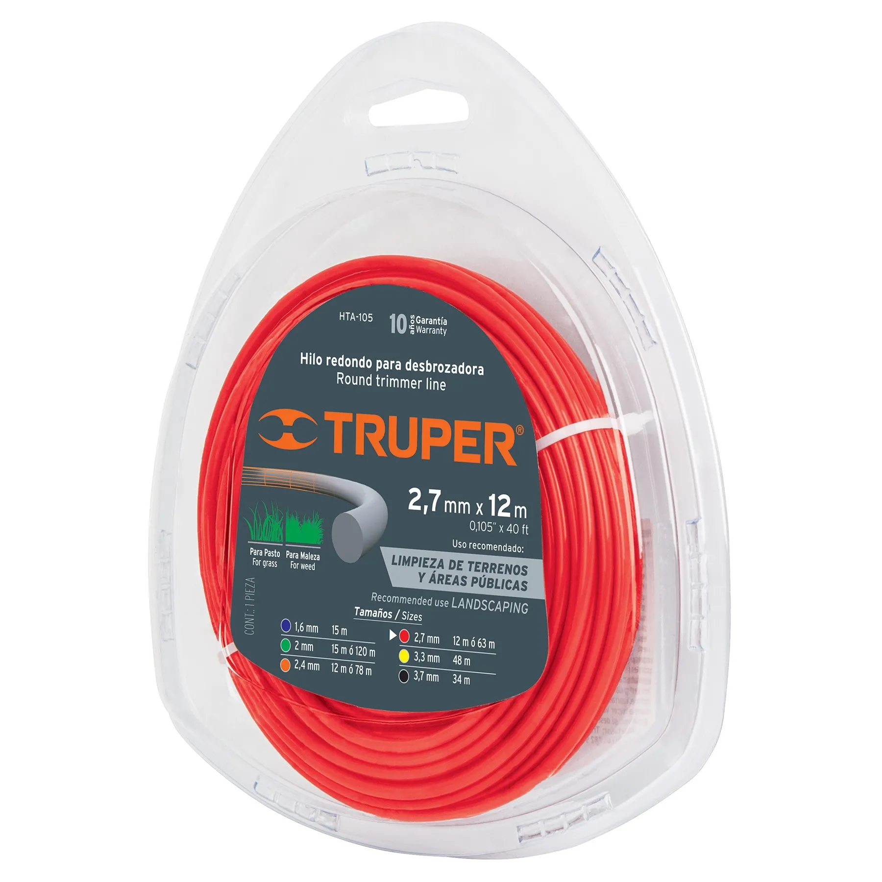 CUERDA TRUPER HTA-105 PARA ORILLADORA 2.70 MM * 12 METROS